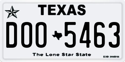 TX license plate DOO5463