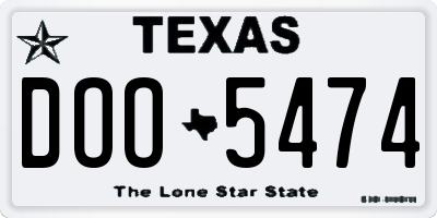 TX license plate DOO5474