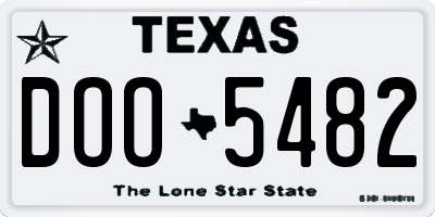 TX license plate DOO5482