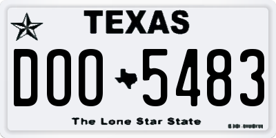 TX license plate DOO5483