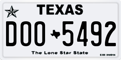 TX license plate DOO5492