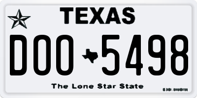 TX license plate DOO5498
