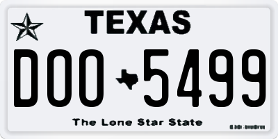 TX license plate DOO5499