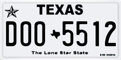 TX license plate DOO5512