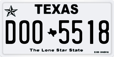 TX license plate DOO5518