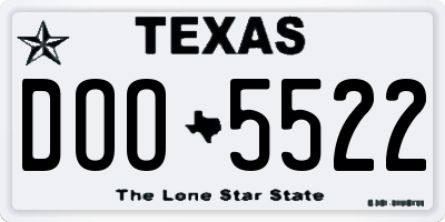 TX license plate DOO5522