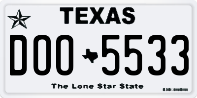 TX license plate DOO5533