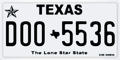 TX license plate DOO5536