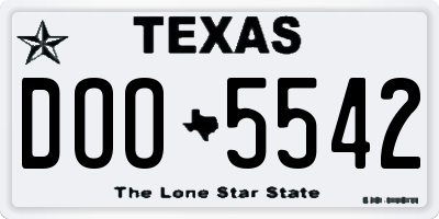 TX license plate DOO5542