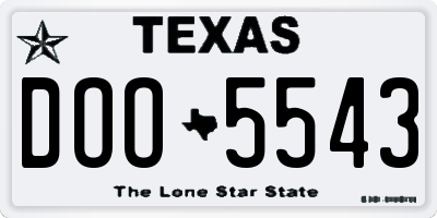 TX license plate DOO5543