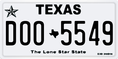 TX license plate DOO5549
