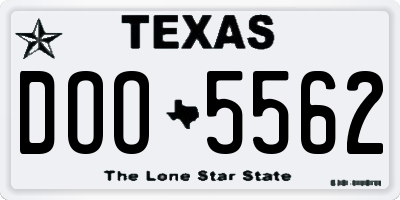 TX license plate DOO5562