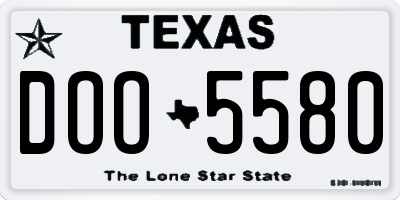TX license plate DOO5580