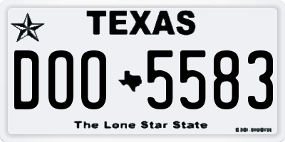 TX license plate DOO5583