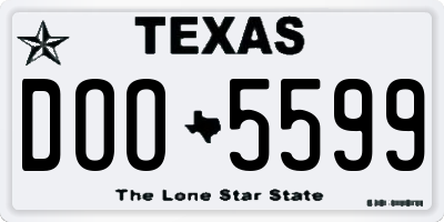 TX license plate DOO5599