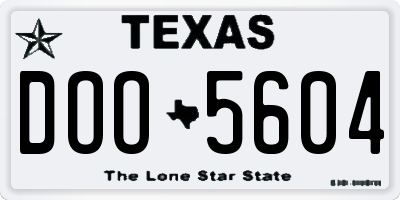 TX license plate DOO5604