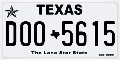 TX license plate DOO5615