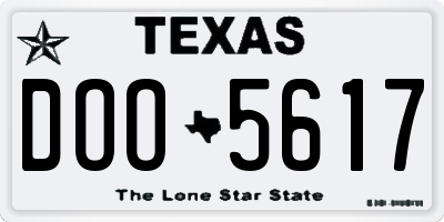 TX license plate DOO5617