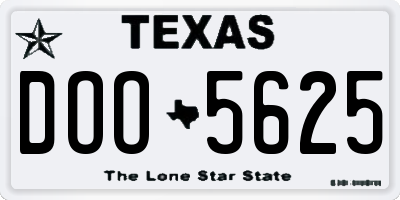 TX license plate DOO5625