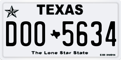 TX license plate DOO5634