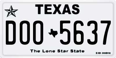 TX license plate DOO5637