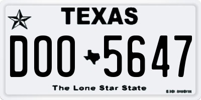 TX license plate DOO5647