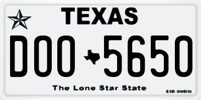 TX license plate DOO5650