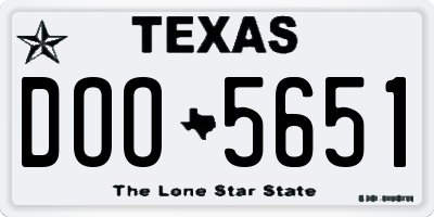 TX license plate DOO5651