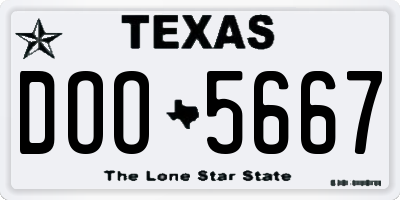 TX license plate DOO5667