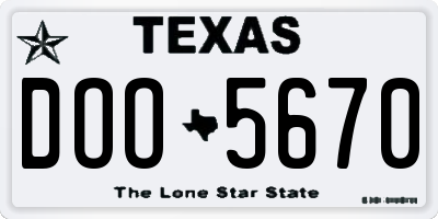 TX license plate DOO5670