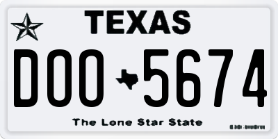 TX license plate DOO5674