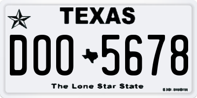 TX license plate DOO5678