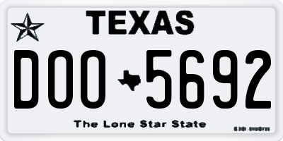 TX license plate DOO5692