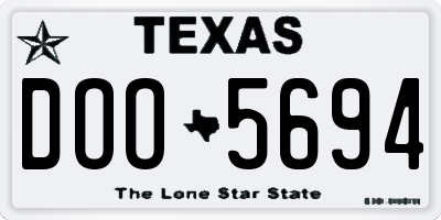 TX license plate DOO5694
