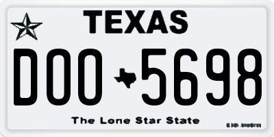 TX license plate DOO5698