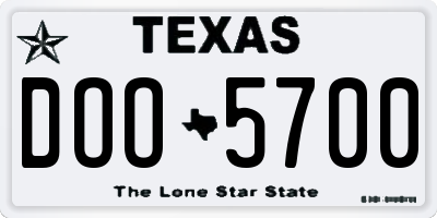 TX license plate DOO5700