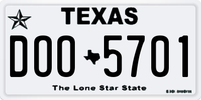TX license plate DOO5701