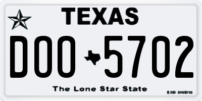 TX license plate DOO5702