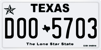 TX license plate DOO5703