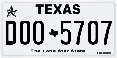 TX license plate DOO5707