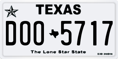 TX license plate DOO5717