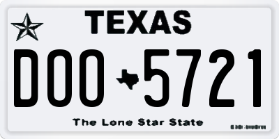 TX license plate DOO5721