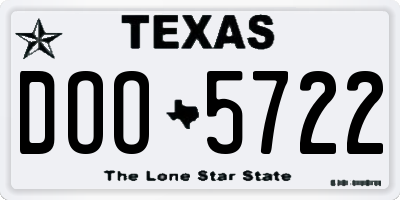 TX license plate DOO5722