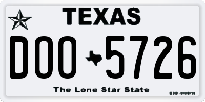 TX license plate DOO5726