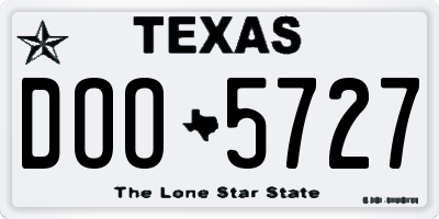 TX license plate DOO5727