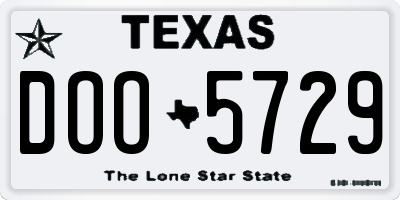 TX license plate DOO5729