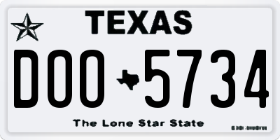 TX license plate DOO5734