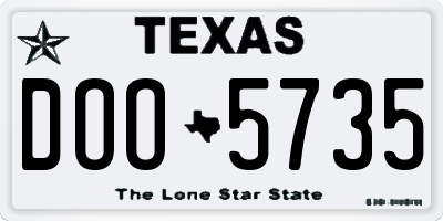TX license plate DOO5735