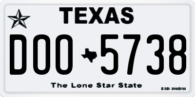 TX license plate DOO5738