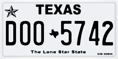 TX license plate DOO5742